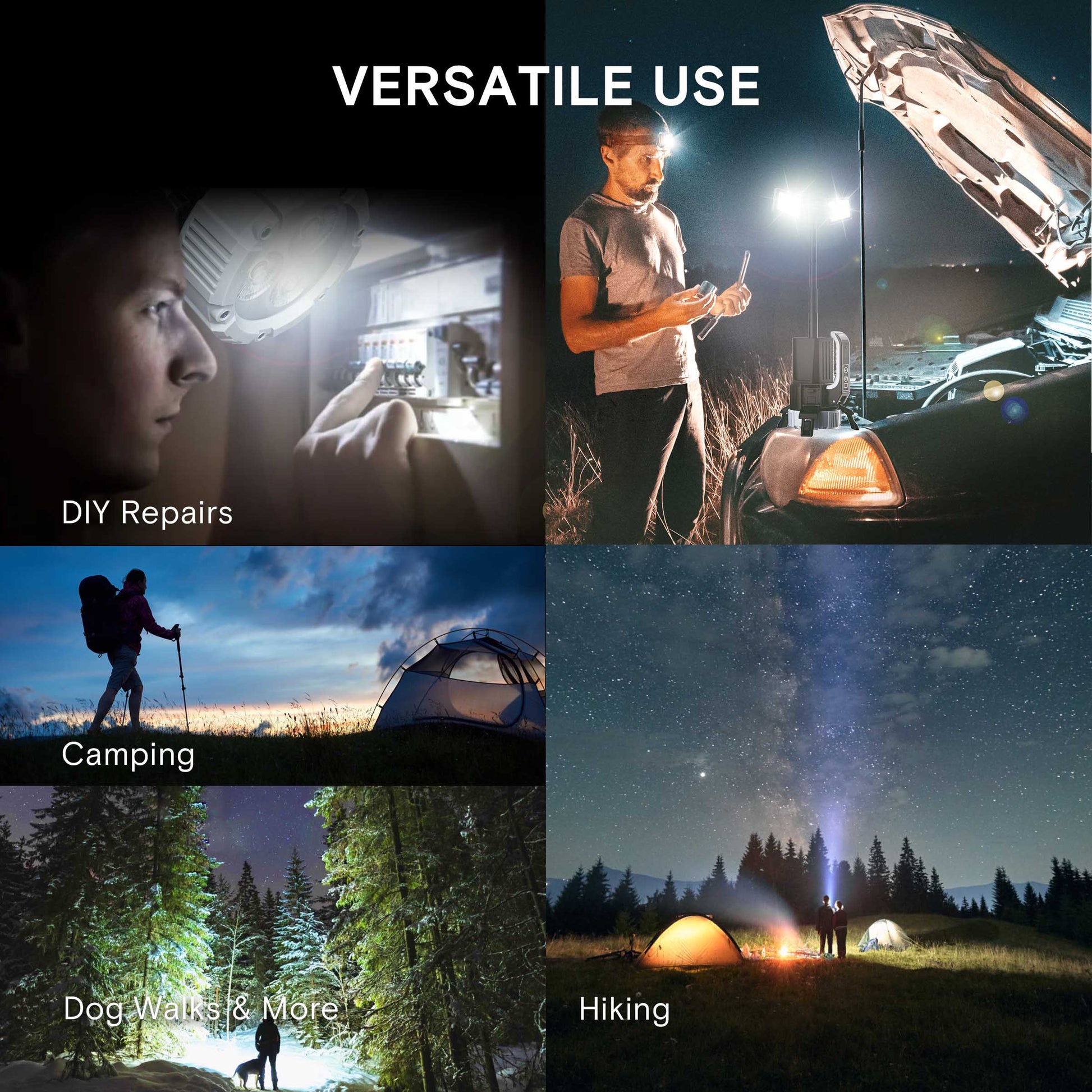 LED Multi-Function Flashlight - Portable, Extendable, Adjustable Brightness & Color Temperature for Outdoor & Emergency Use