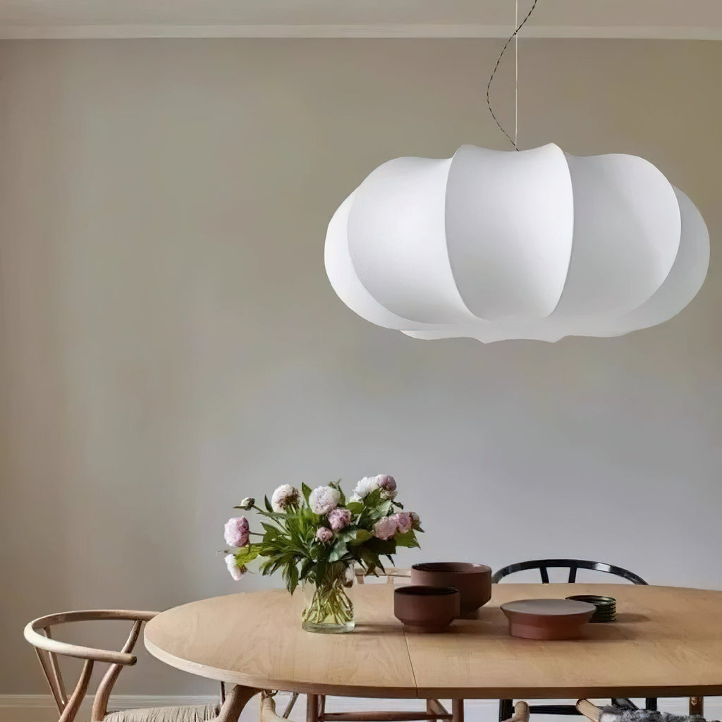 Silk Pendant Lamp - Oblate Design, Modern Lighting Fixture for Home Decor & Dining Room