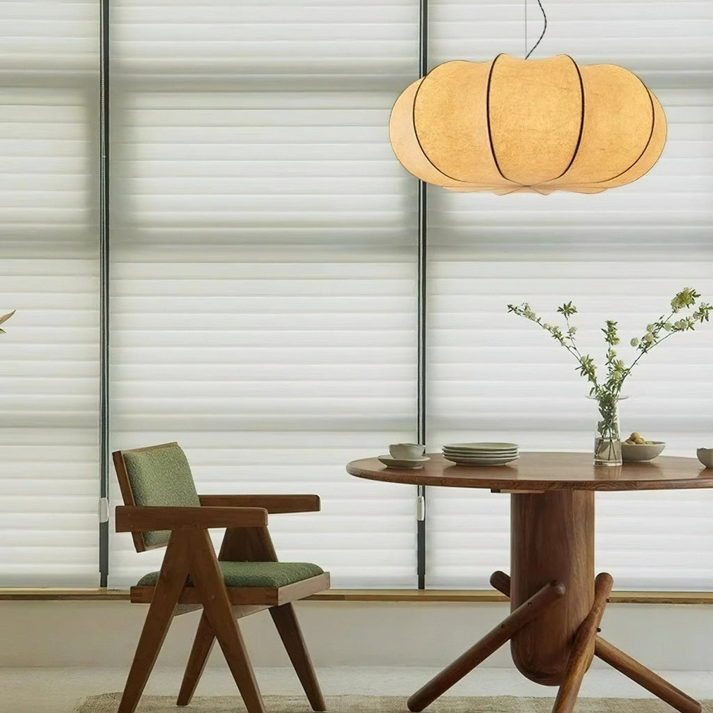 Silk Pendant Lamp - Oblate Design, Modern Lighting Fixture for Home Decor & Dining Room