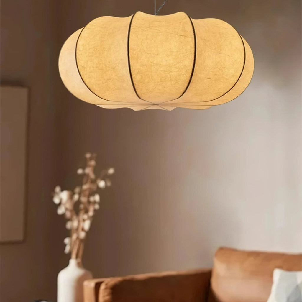 Silk Pendant Lamp - Oblate Design, Modern Lighting Fixture for Home Decor & Dining Room