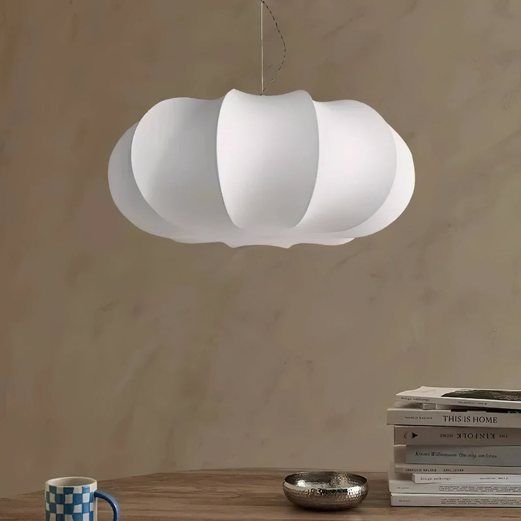 Silk Pendant Lamp - Oblate Design, Modern Lighting Fixture for Home Decor & Dining Room