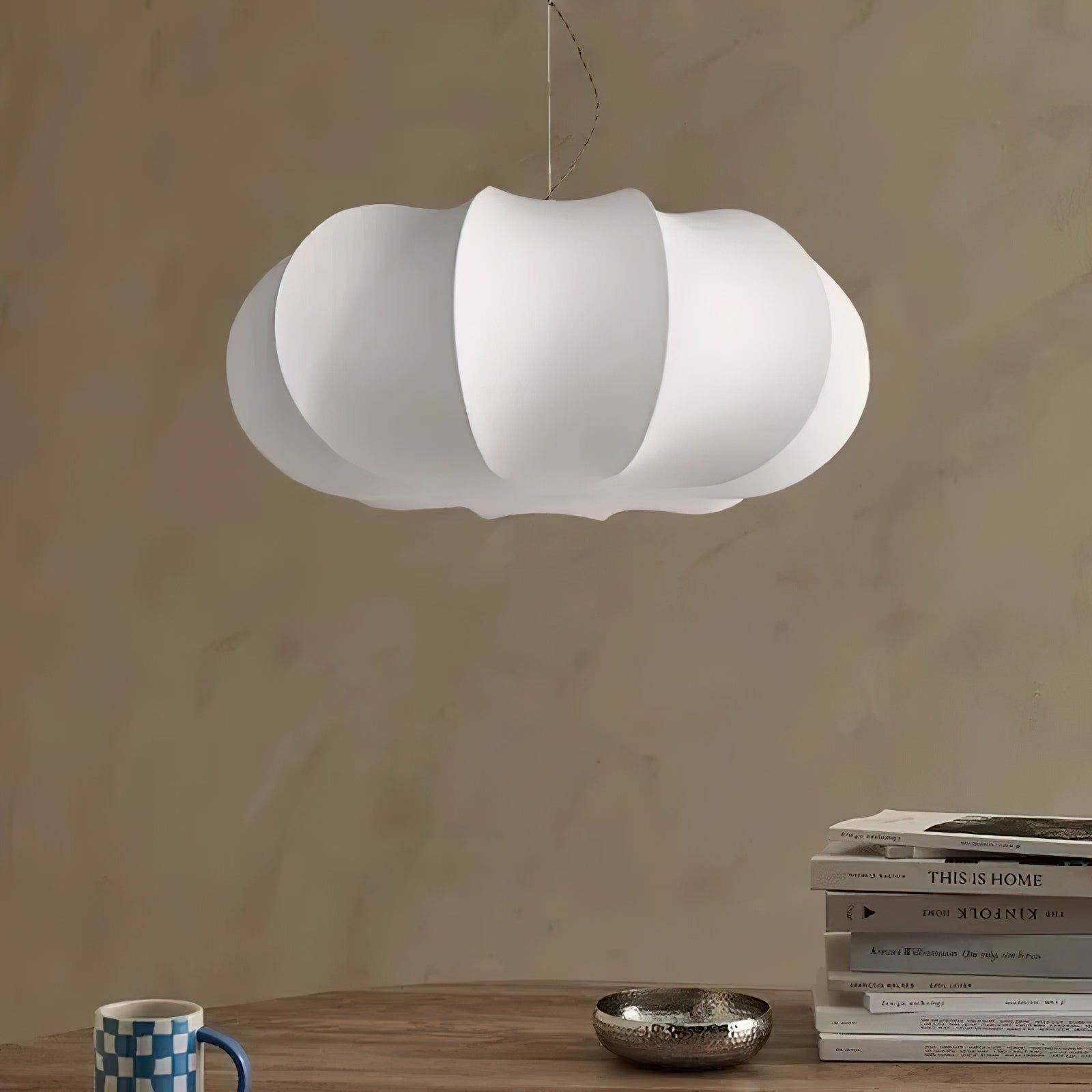 Silk Pendant Lamp - Oblate Design, Modern Lighting Fixture for Home Decor & Dining Room