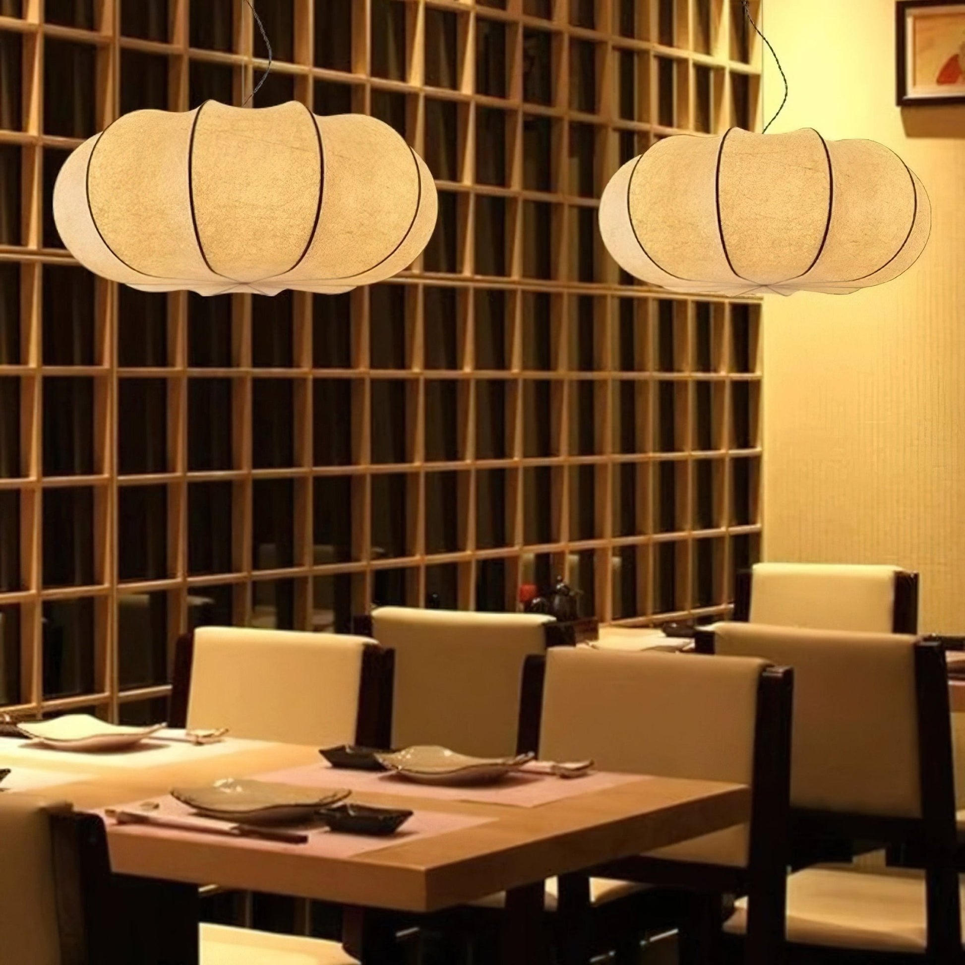 Silk Pendant Lamp - Oblate Design, Modern Lighting Fixture for Home Decor & Dining Room