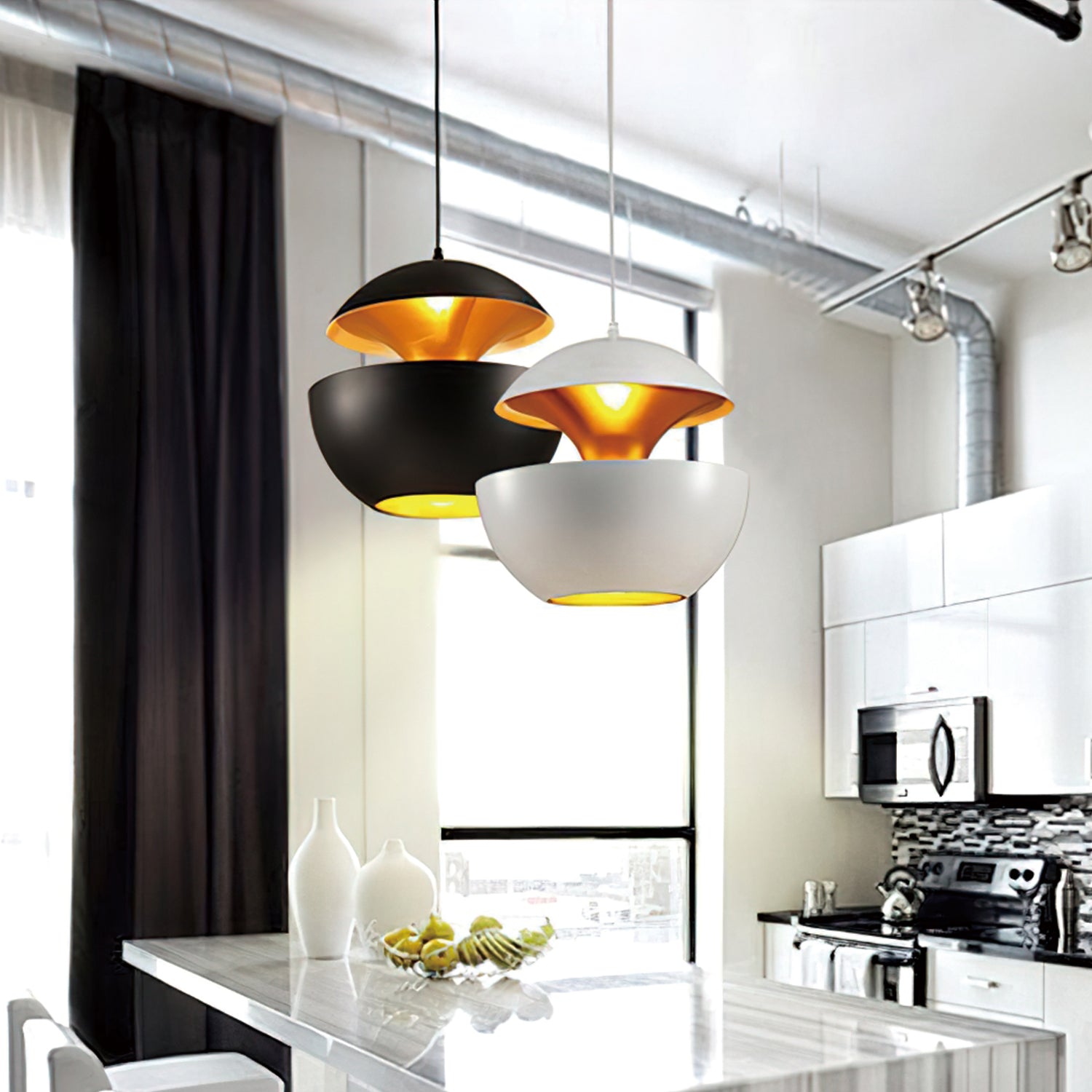 Modern Pendant Light Fixture - Sun-Inspired Design for Kitchen & Dining Room Illumination