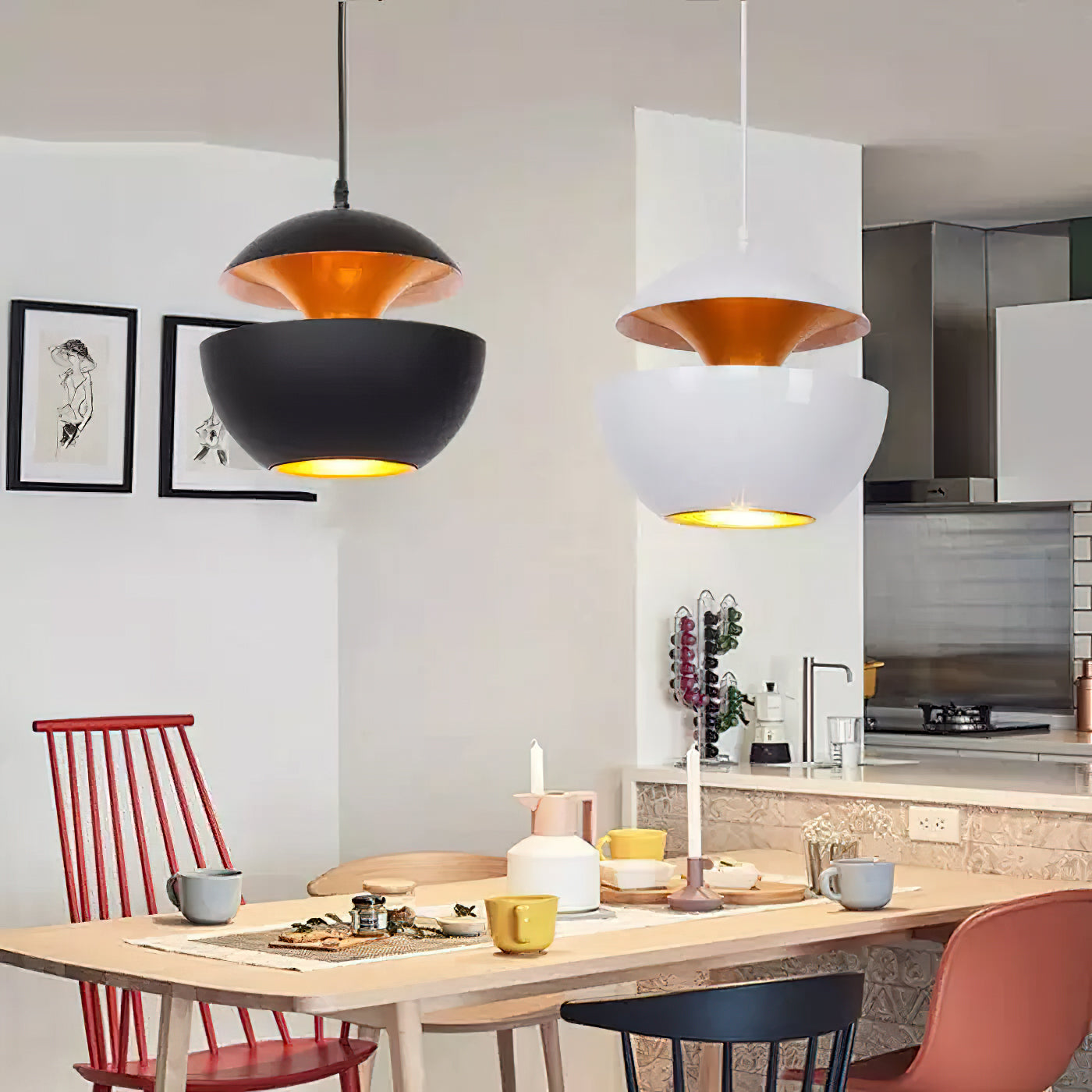 Modern Pendant Light Fixture - Sun-Inspired Design for Kitchen & Dining Room Illumination