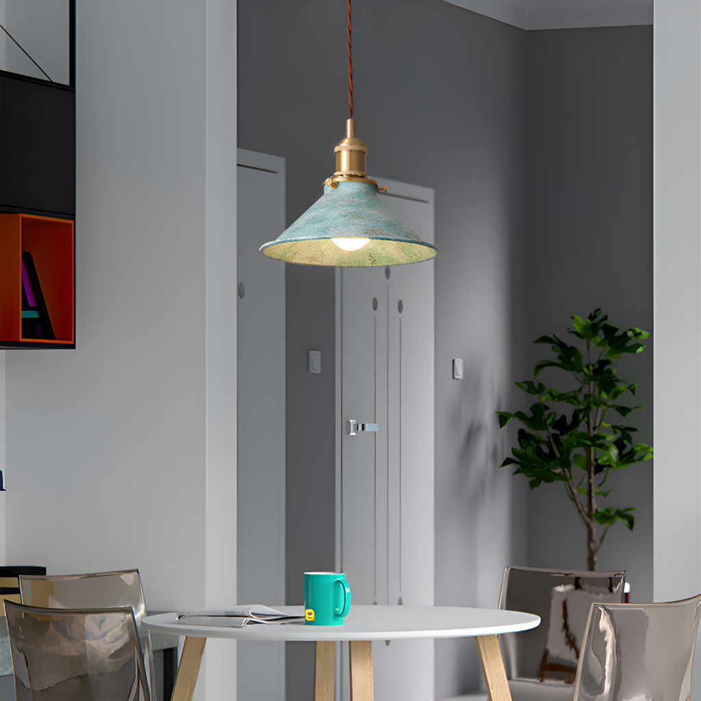 Industrial Vintage Pendant Light Fixture with Metal Shade for Kitchen Island, Bar & Dining Room Lighting