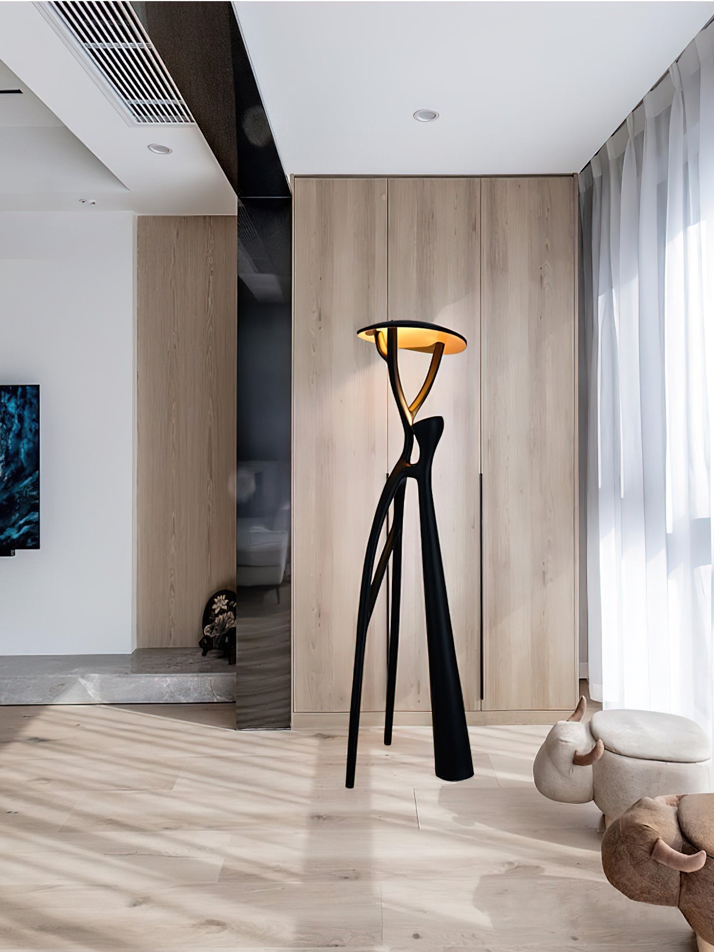 LED Humanoid Standing Floor Lamp with Adjustable Height for Living Room & Bedroom Lighting
