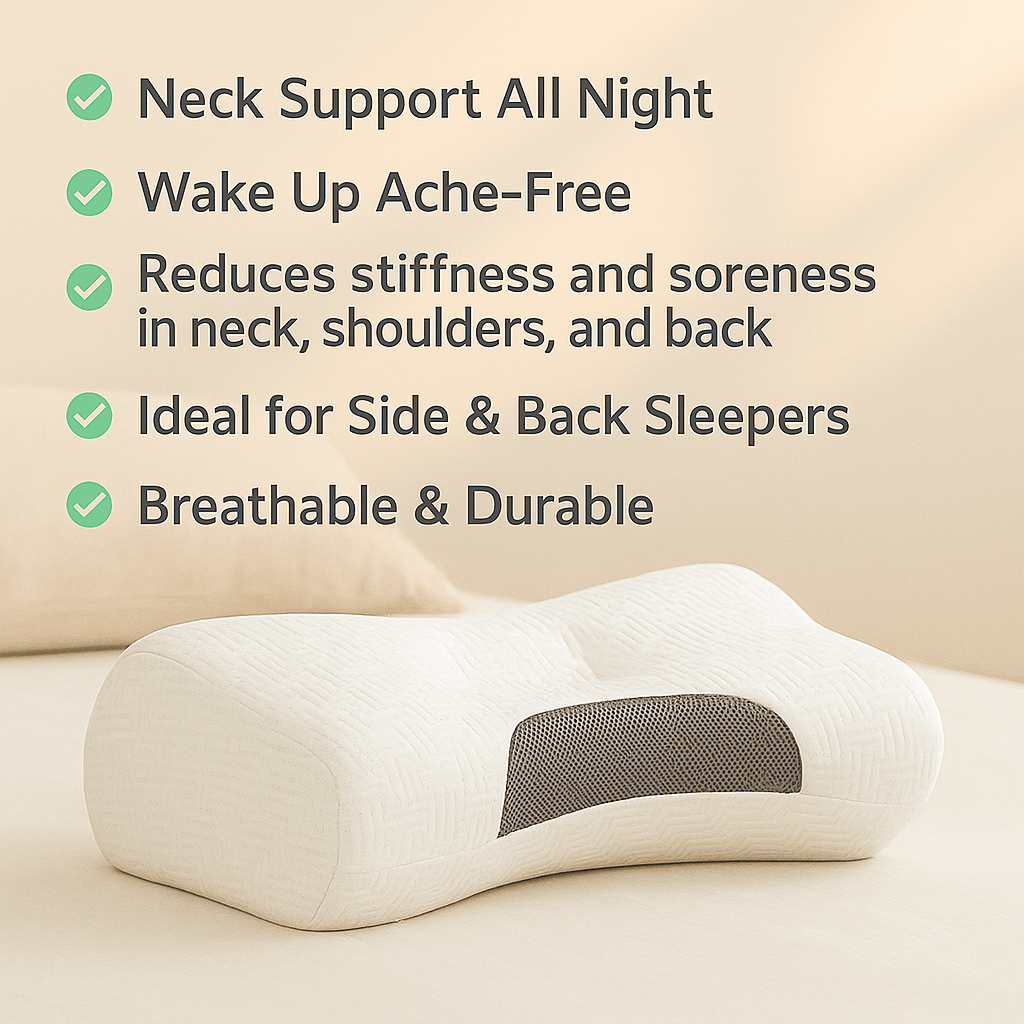 Orthopedic Neck Pillow for Sleeping - Relieve Shoulder Pain and Stiff Neck with Cervical Support for Back and Side Sleepers