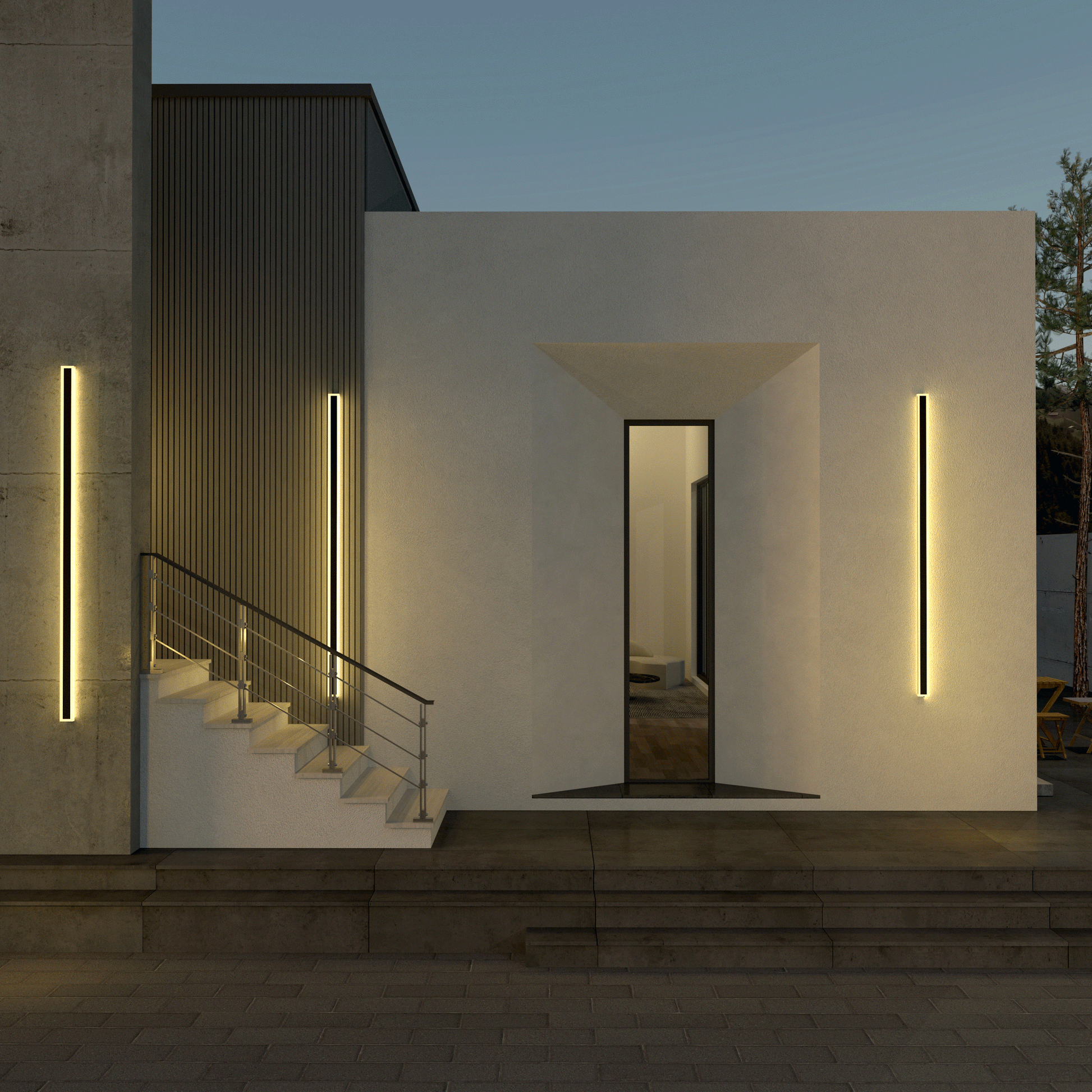 Linear Minimalist Wall Lamp for Modern Outdoors - Vertical Exterior Sconces & Lighting