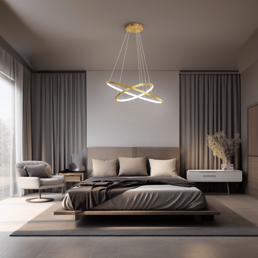 Modern Indoor Chandelier Light Fixture | Customizable Strap Design, Elegant Metal & Glass for Dining Room or Living Space