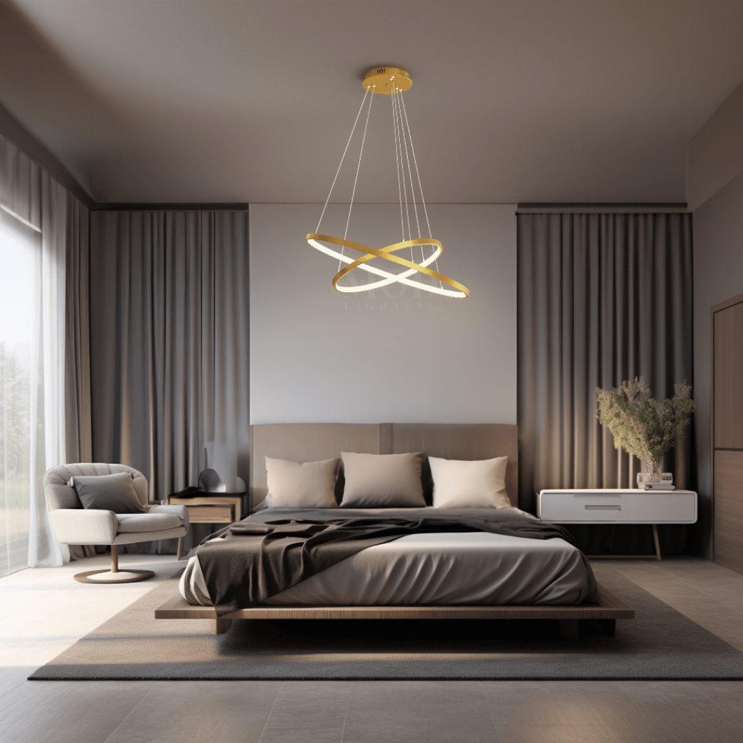 Modern Indoor Chandelier Light Fixture | Customizable Strap Design, Elegant Metal & Glass for Dining Room or Living Space