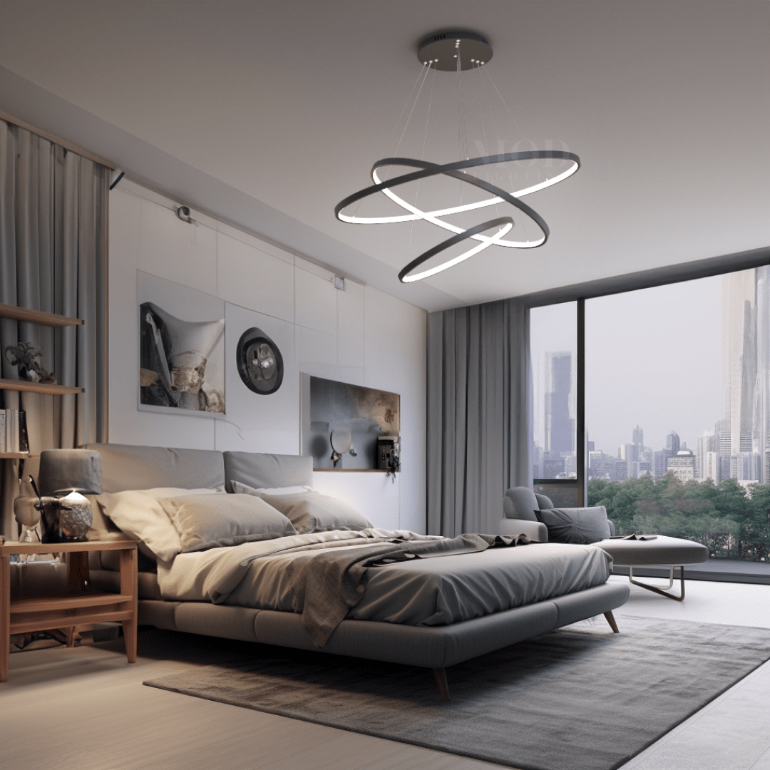 Modern Indoor Chandelier Light Fixture | Customizable Strap Design, Elegant Metal & Glass for Dining Room or Living Space