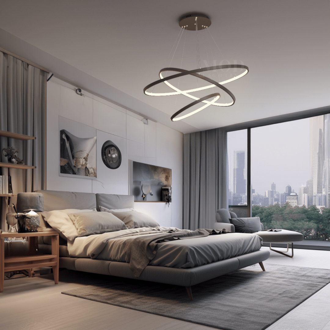 Modern Indoor Chandelier Light Fixture | Customizable Strap Design, Elegant Metal & Glass for Dining Room or Living Space