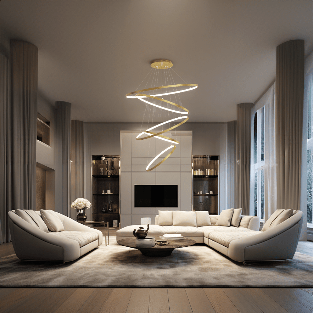 Modern Indoor Chandelier Light Fixture | Customizable Strap Design, Elegant Metal & Glass for Dining Room or Living Space