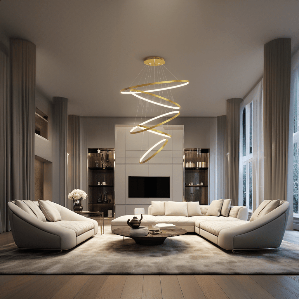 Modern Indoor Chandelier Light Fixture | Customizable Strap Design, Elegant Metal & Glass for Dining Room or Living Space