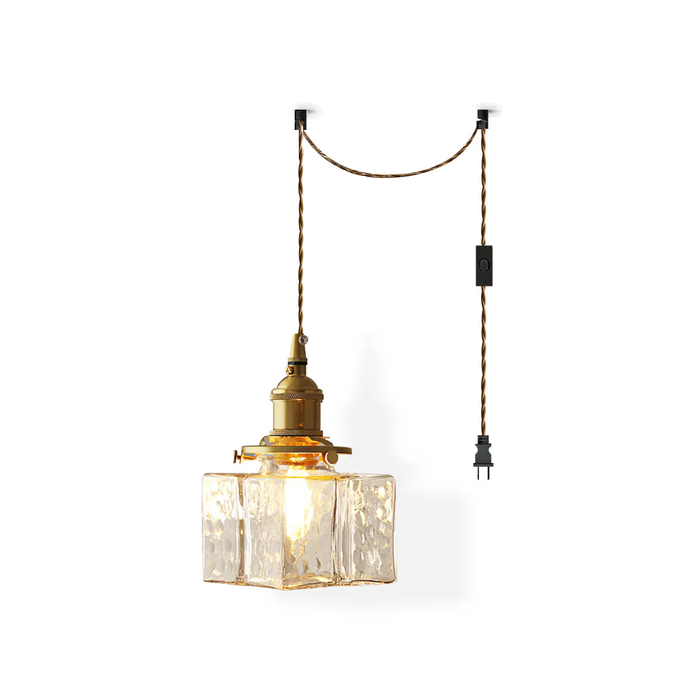 LED Swag Light Fixture with Jewel Glass and Brass Finish for Living Room & Bedroom Lighting