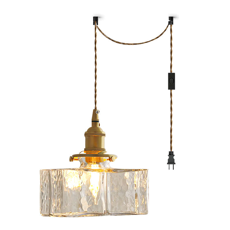LED Swag Light Fixture with Jewel Glass and Brass Finish for Living Room & Bedroom Lighting
