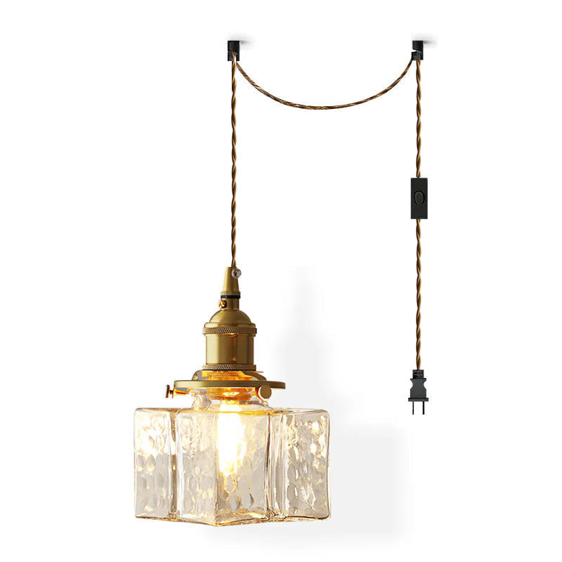 LED Swag Light Fixture with Jewel Glass and Brass Finish for Living Room & Bedroom Lighting