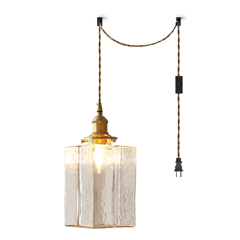 LED Swag Light Fixture with Jewel Glass and Brass Finish for Living Room & Bedroom Lighting