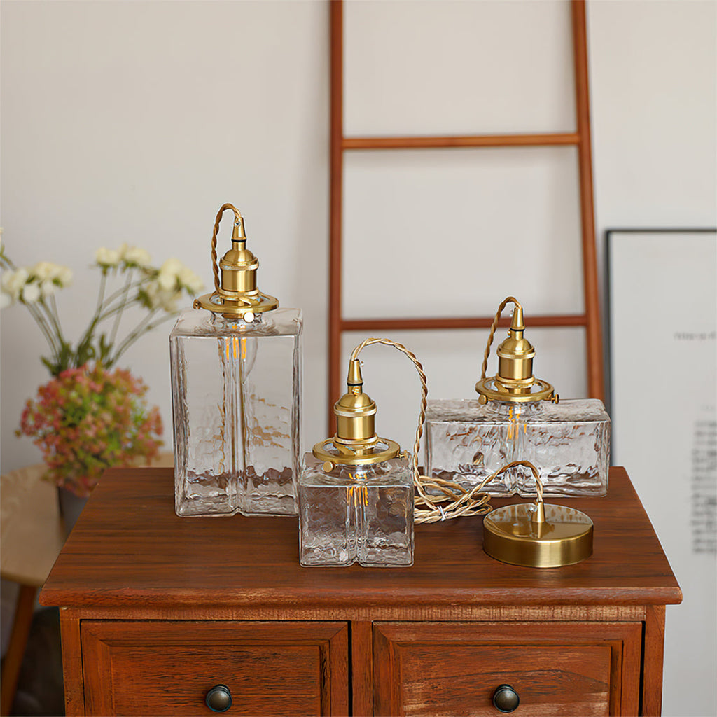 LED Swag Light Fixture with Jewel Glass and Brass Finish for Living Room & Bedroom Lighting