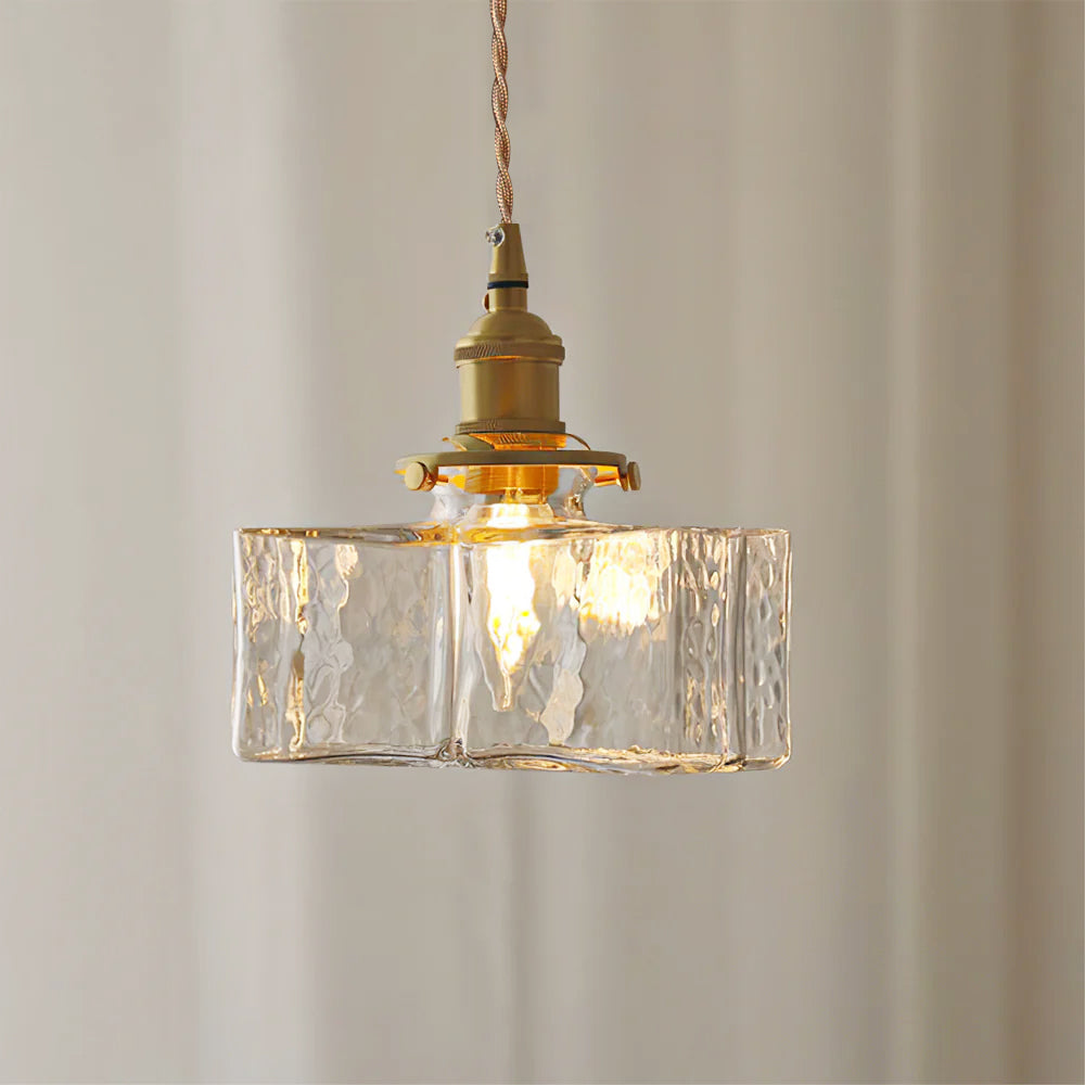 LED Swag Light Fixture with Jewel Glass and Brass Finish for Living Room & Bedroom Lighting
