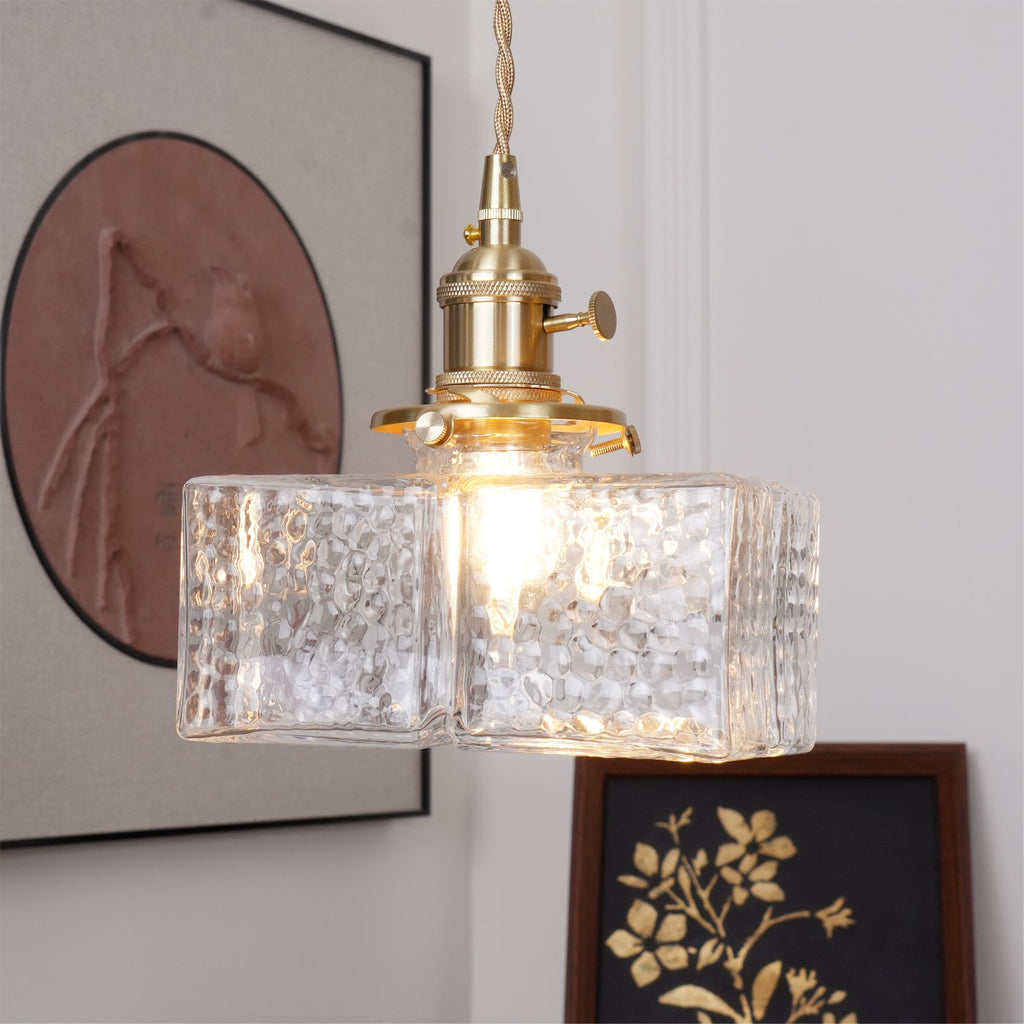 LED Swag Light Fixture with Jewel Glass and Brass Finish for Living Room & Bedroom Lighting