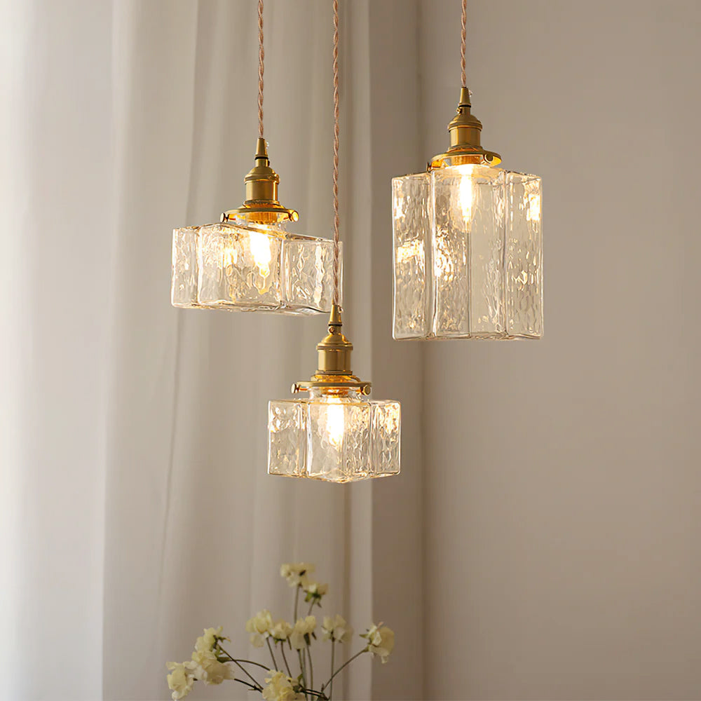 LED Swag Light Fixture with Jewel Glass and Brass Finish for Living Room & Bedroom Lighting