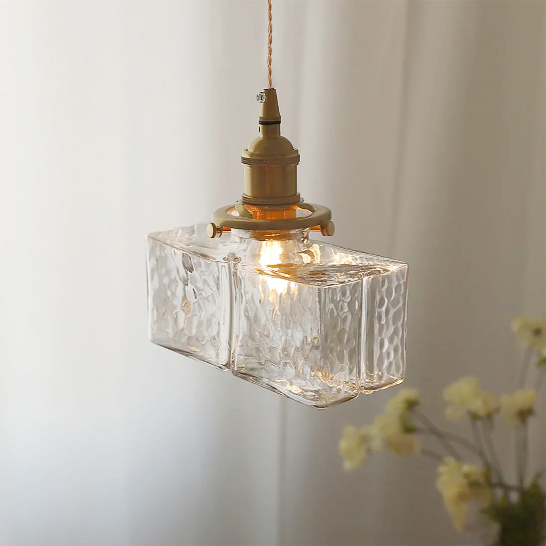 LED Swag Light Fixture with Jewel Glass and Brass Finish for Living Room & Bedroom Lighting