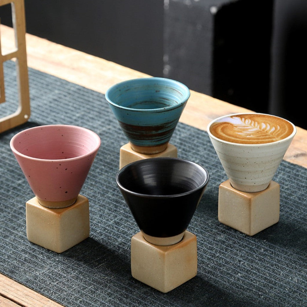 Handcrafted Cone Espresso Cups – Elegant Stoneware for a Serene Coffee Experience