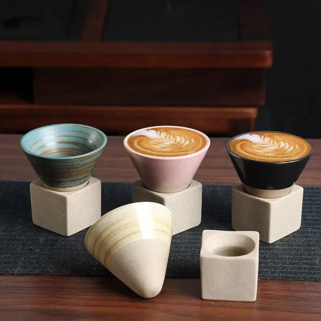 Handcrafted Cone Espresso Cups – Elegant Stoneware for a Serene Coffee Experience