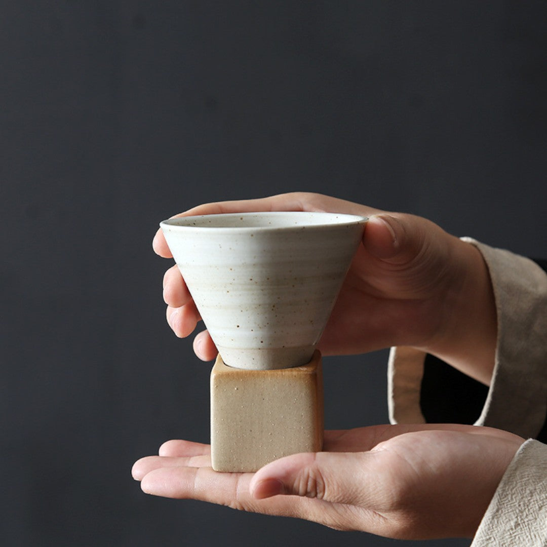 Handcrafted Cone Espresso Cups – Elegant Stoneware for a Serene Coffee Experience