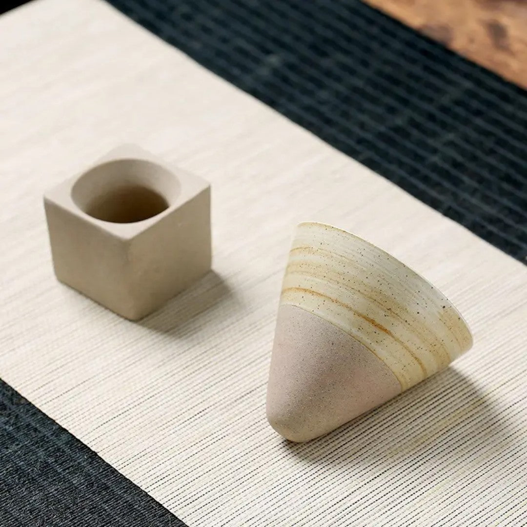 Handcrafted Cone Espresso Cups – Elegant Stoneware for a Serene Coffee Experience
