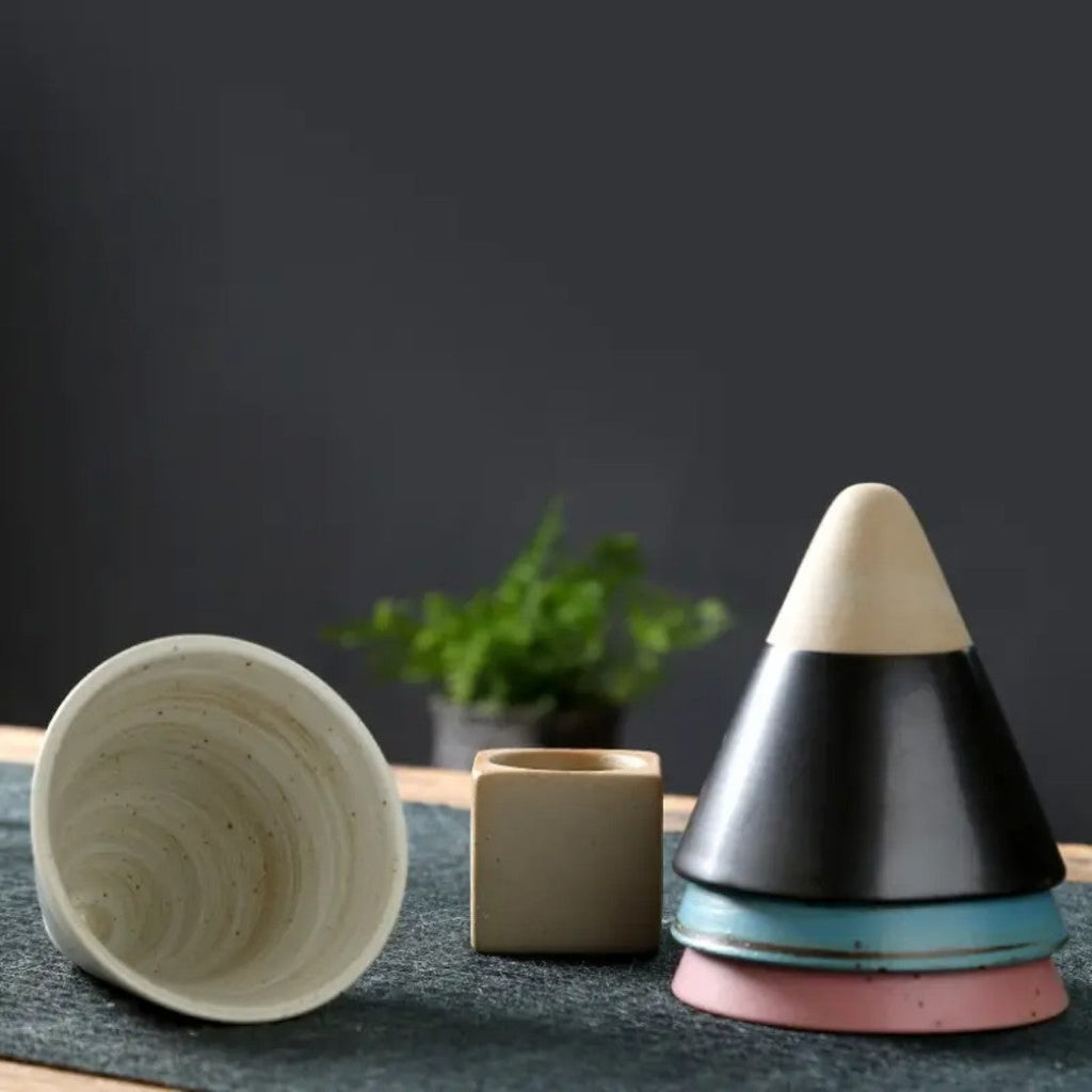 Handcrafted Cone Espresso Cups – Elegant Stoneware for a Serene Coffee Experience