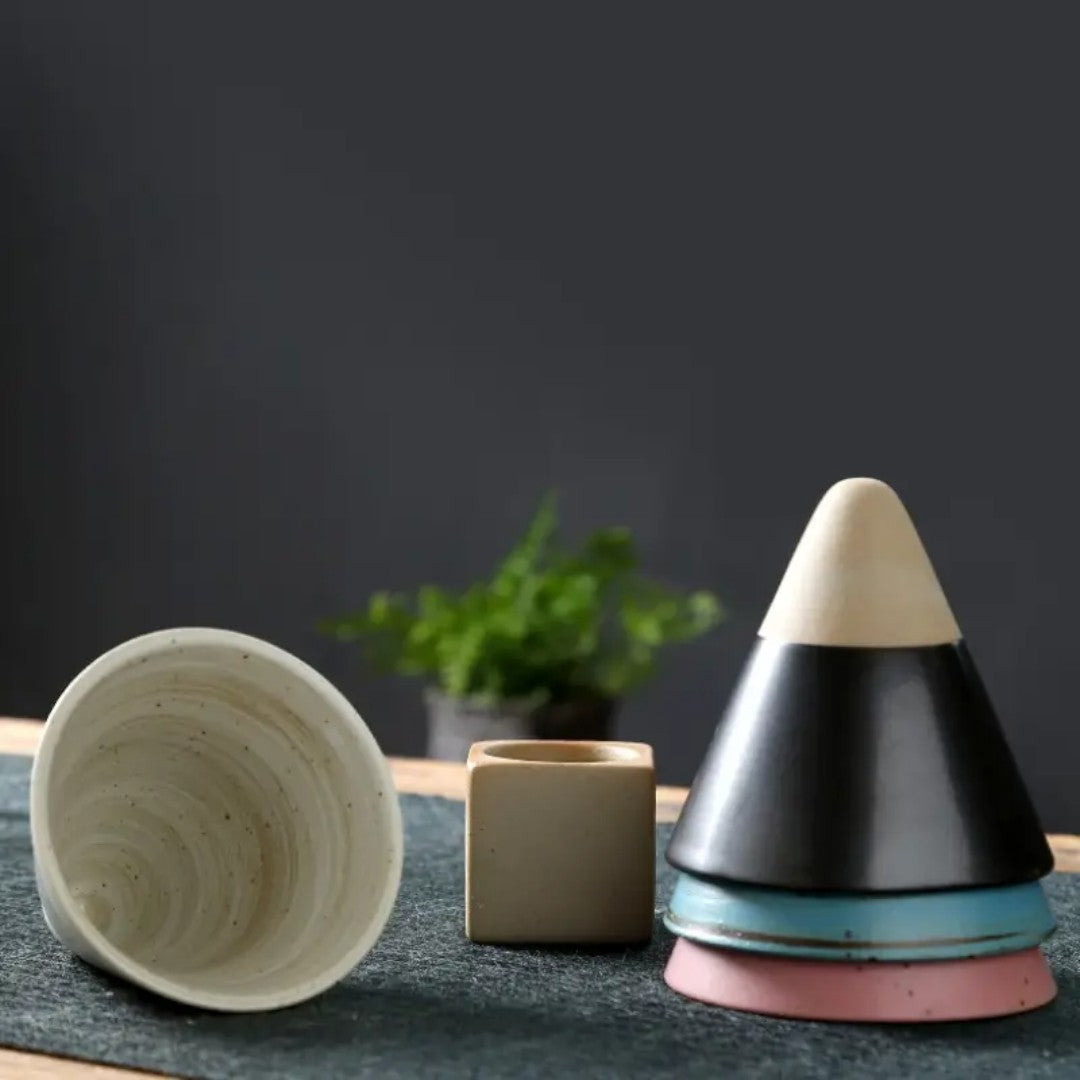 Handcrafted Cone Espresso Cups – Elegant Stoneware for a Serene Coffee Experience