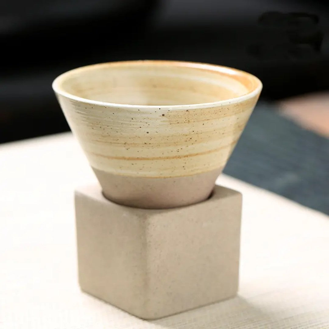 Handcrafted Cone Espresso Cups – Elegant Stoneware for a Serene Coffee Experience