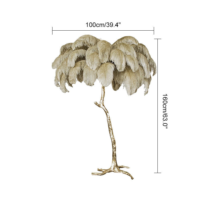 LED Floor Lamp with Feather Palm Design for Living Room & Tropical Decor