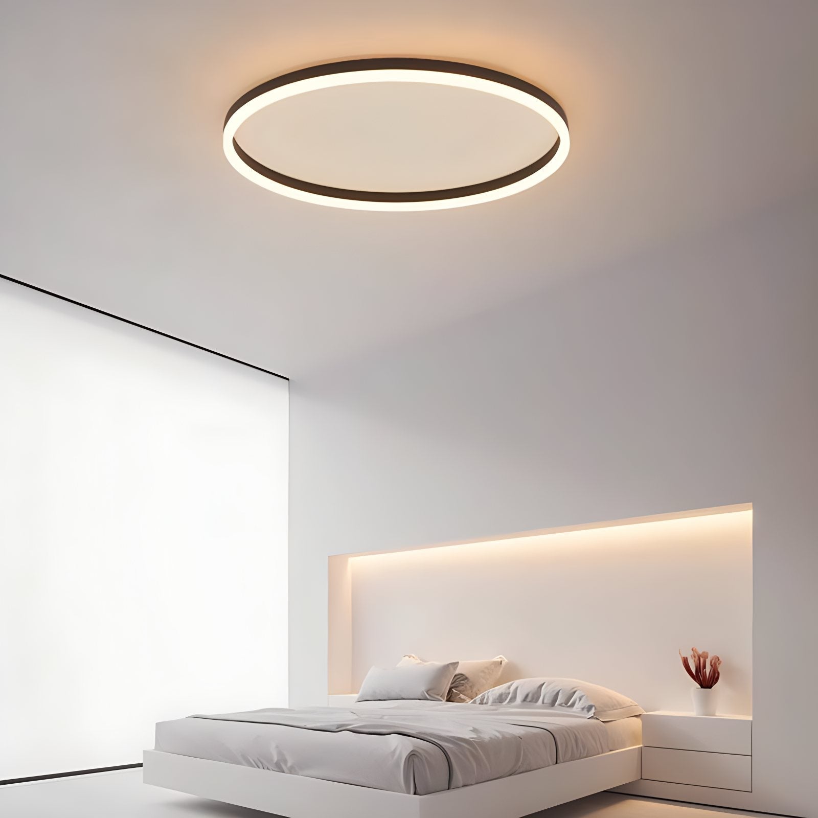 LED Circular Ceiling Lamp - Nordic Style Fixture for Bedroom Lighting & Home Decor