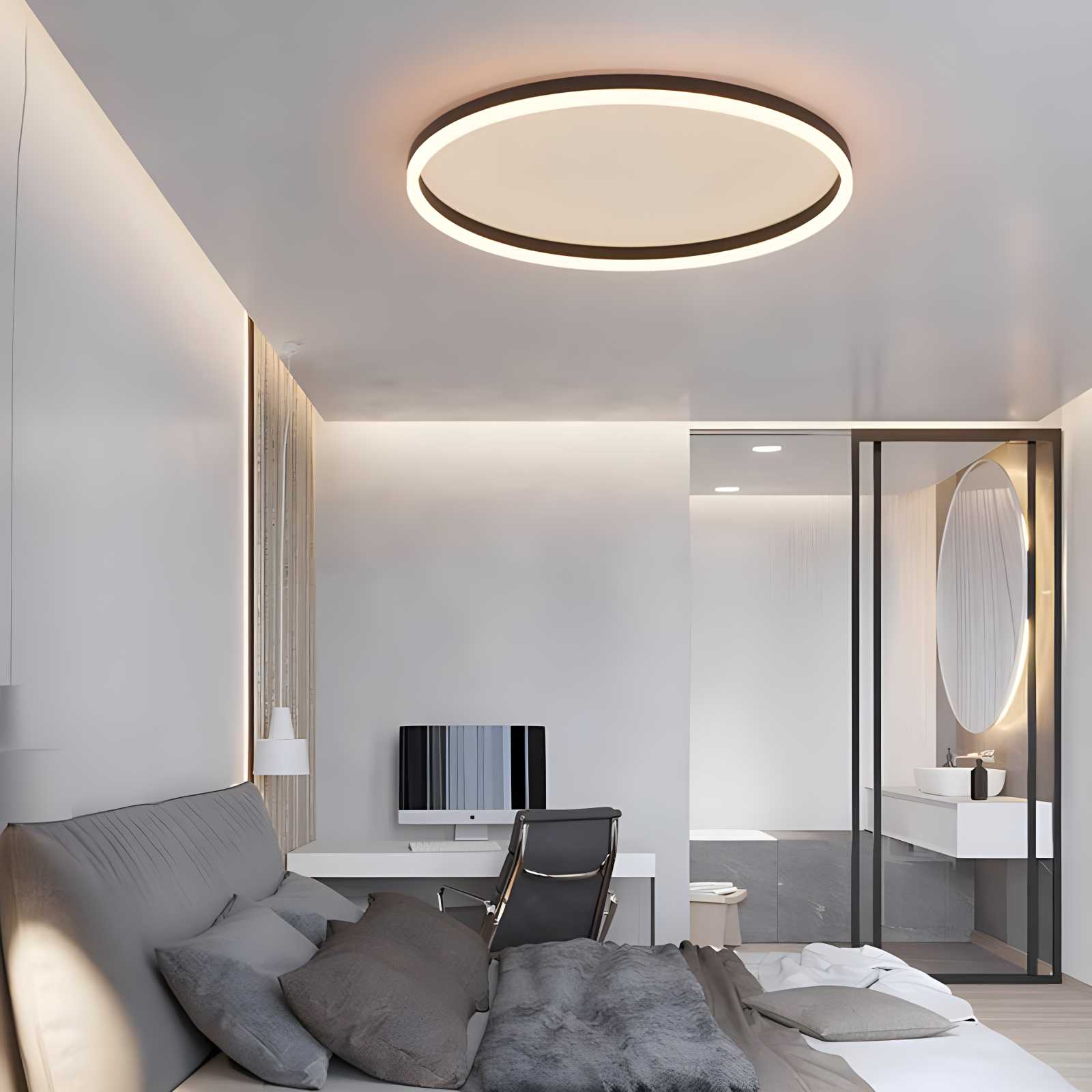 Nordic Circular LED Ceiling Lamp | Energy-Smart, Gentle Diffused Glow & Ideal for Bedroom, Hallway or Living Area