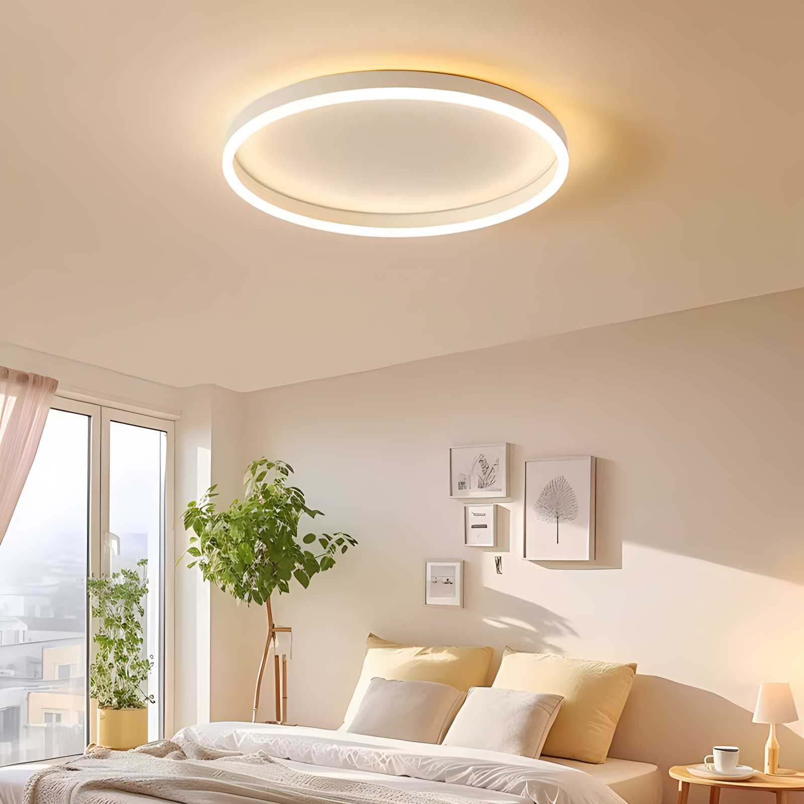LED Circular Ceiling Lamp - Nordic Style Fixture for Bedroom Lighting & Home Decor