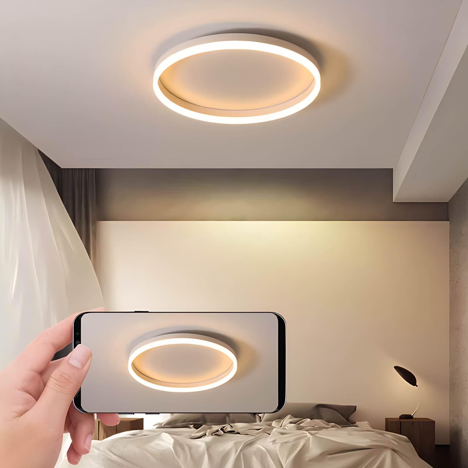 LED Circular Ceiling Lamp - Nordic Style Fixture for Bedroom Lighting & Home Decor