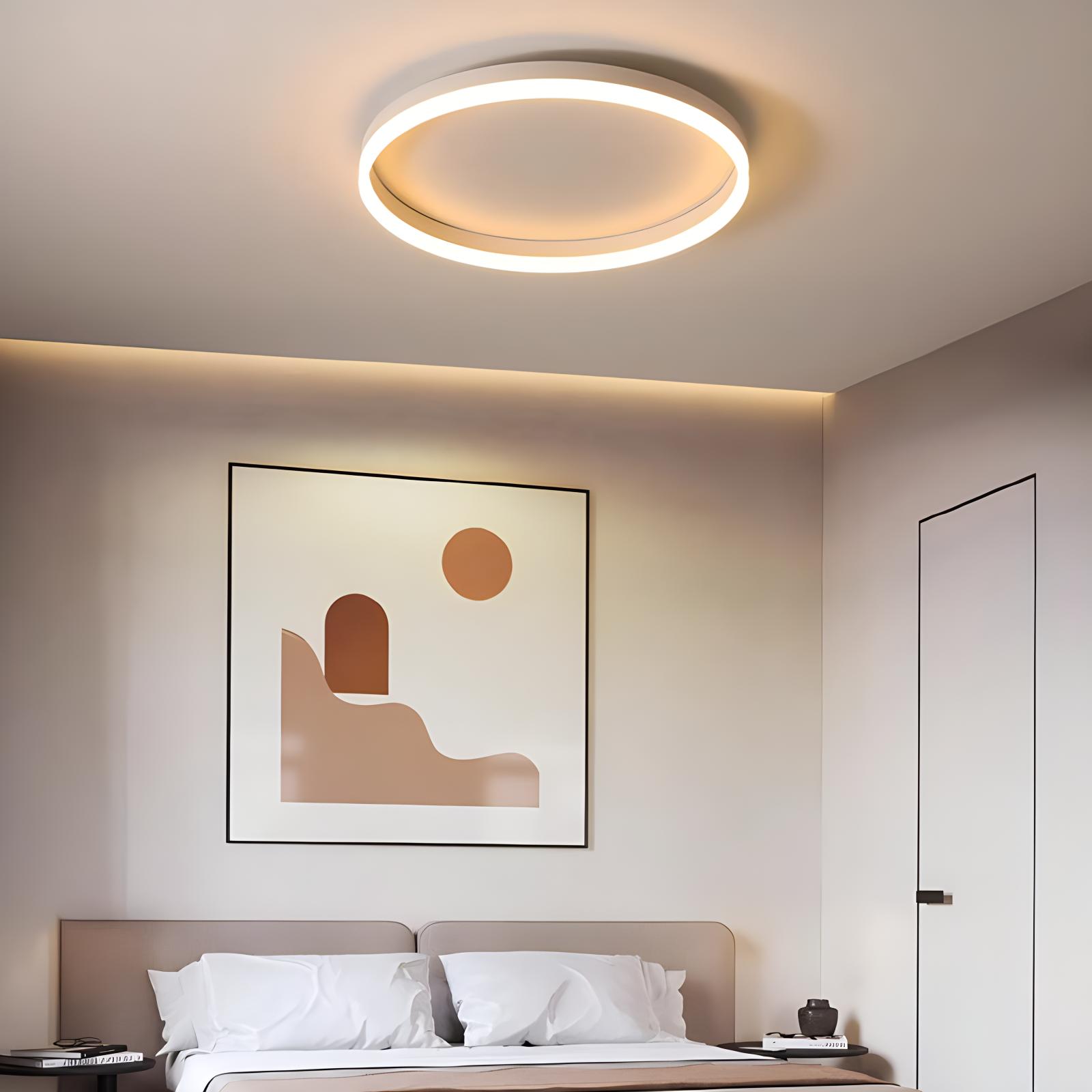 LED Circular Ceiling Lamp - Nordic Style Fixture for Bedroom Lighting & Home Decor