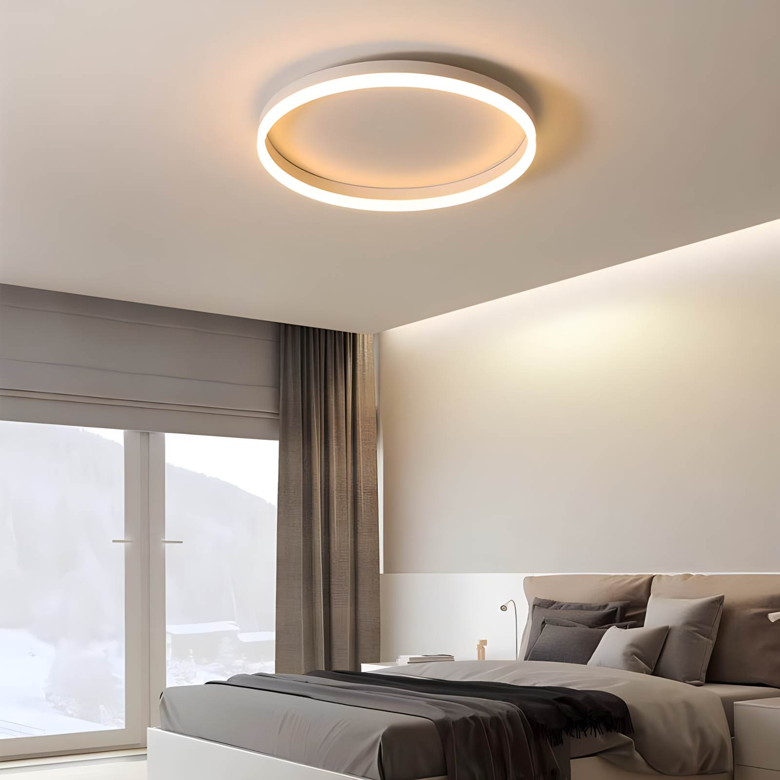 LED Circular Ceiling Lamp - Nordic Style Fixture for Bedroom Lighting & Home Decor