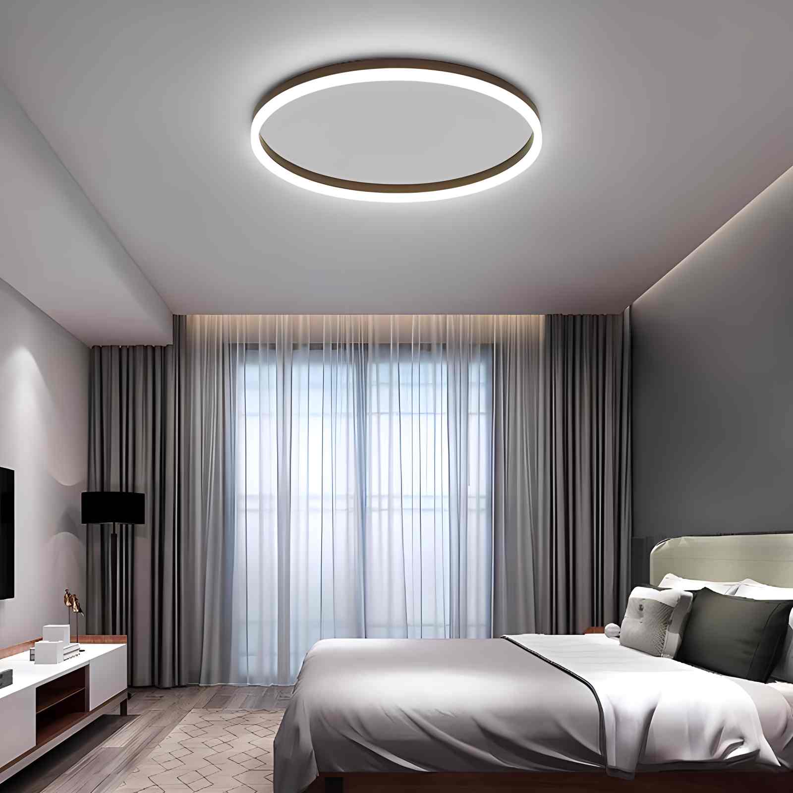 LED Circular Ceiling Lamp - Nordic Style Fixture for Bedroom Lighting & Home Decor