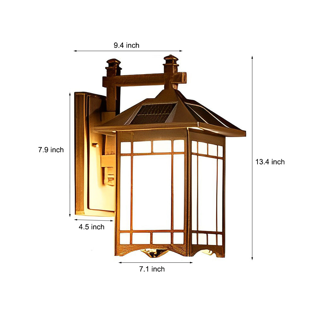LED Vintage Solar Wall Lamp with Remote Control - Waterproof Retro Wall Sconce Lighting for Outdoor Use