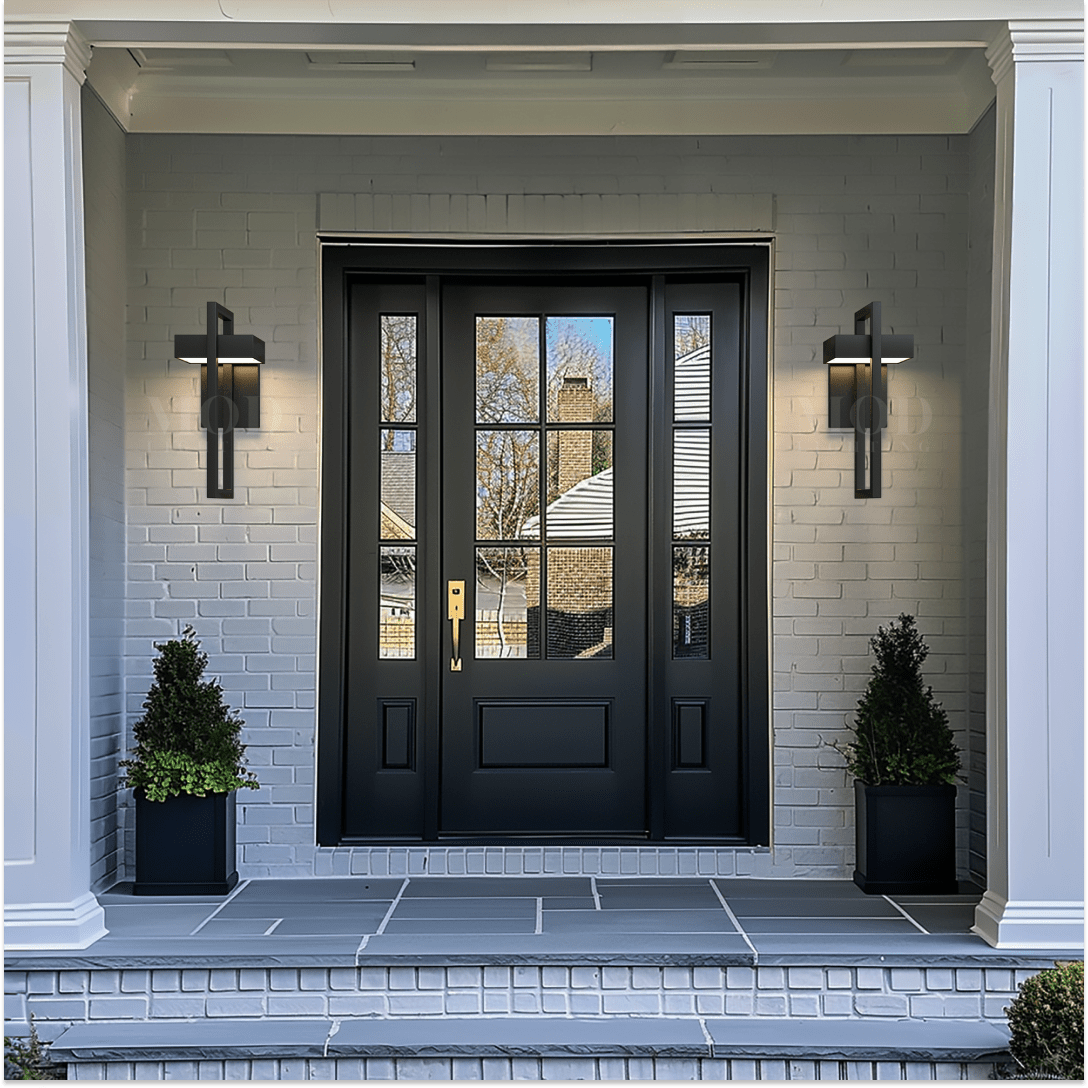Modern Outdoor Wall Sconce – Minimalist Black Metal LED Light for Porch, Patio & Entryway