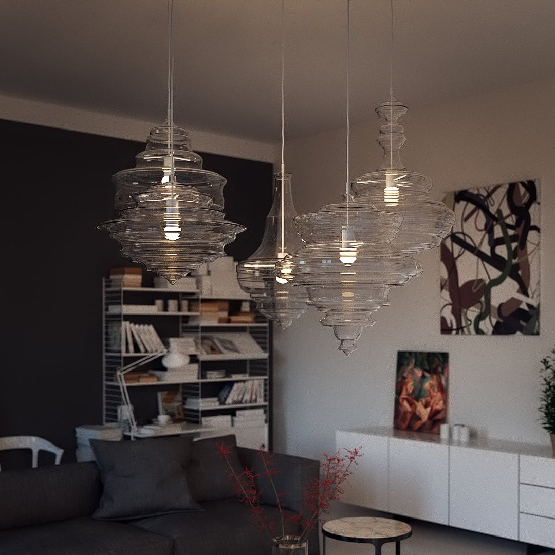 Modern Pendant Light Fixture - Adjustable Height with Glass Shade for Dining Room & Kitchen Lighting