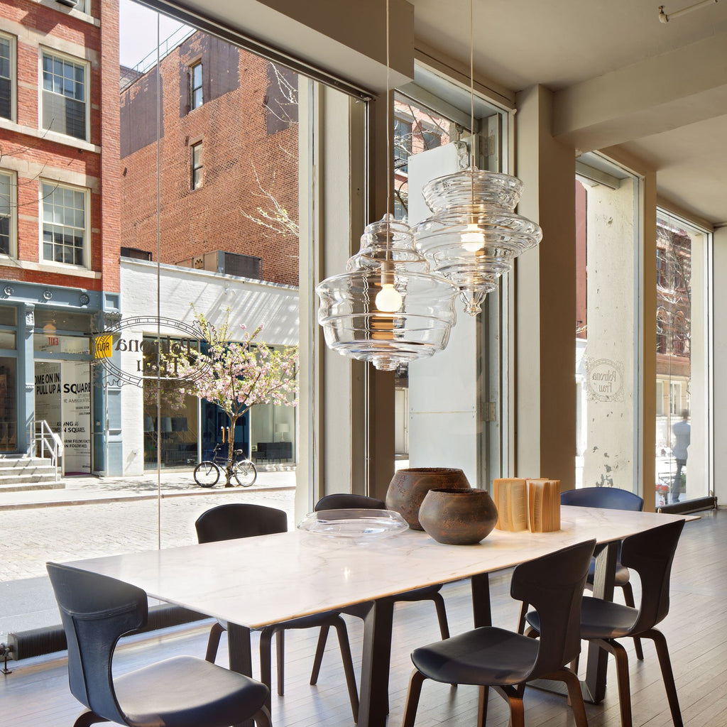 Modern Pendant Light Fixture - Adjustable Height with Glass Shade for Dining Room & Kitchen Lighting