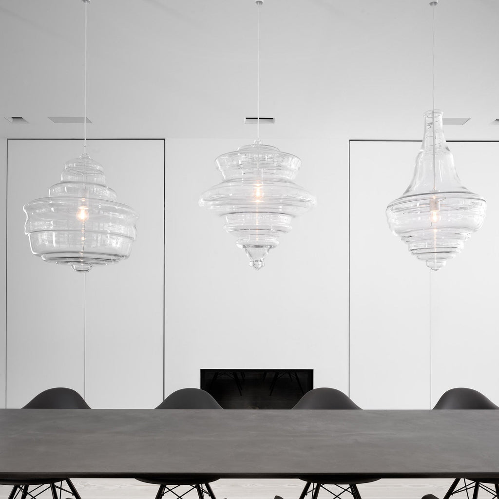 Modern Pendant Light Fixture - Adjustable Height with Glass Shade for Dining Room & Kitchen Lighting
