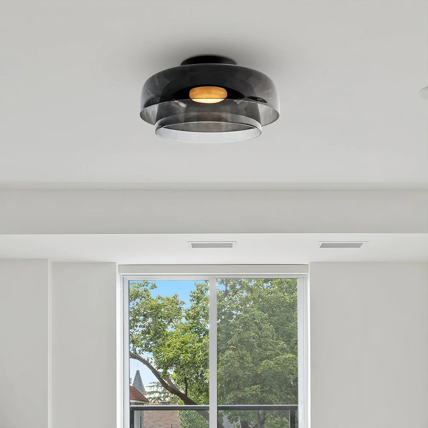 LED Flush Mount Ceiling Light - Modern White Fixture for Living Room, Kitchen & Hallway Lighting