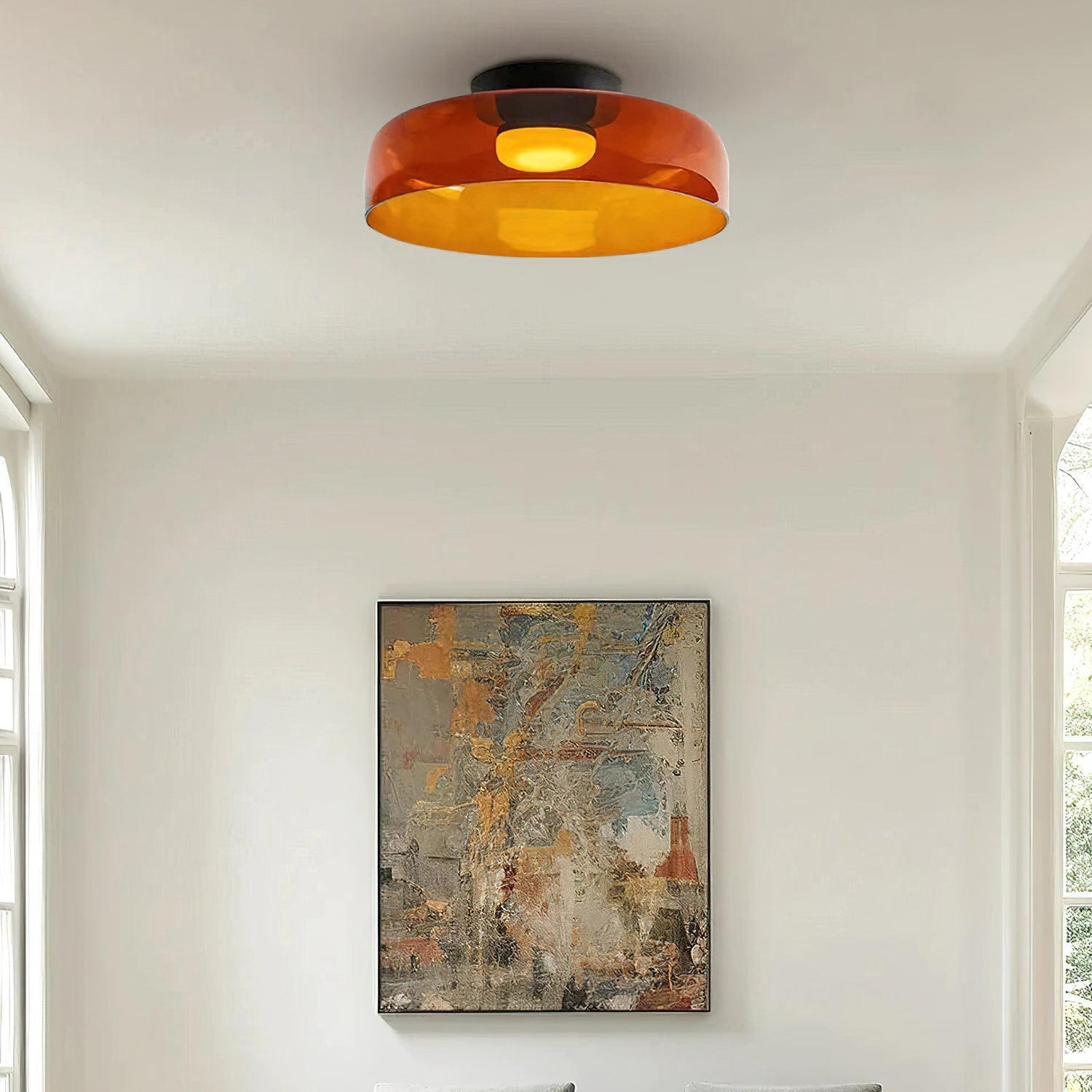 LED Flush Mount Ceiling Light - Modern White Fixture for Living Room, Kitchen & Hallway Lighting